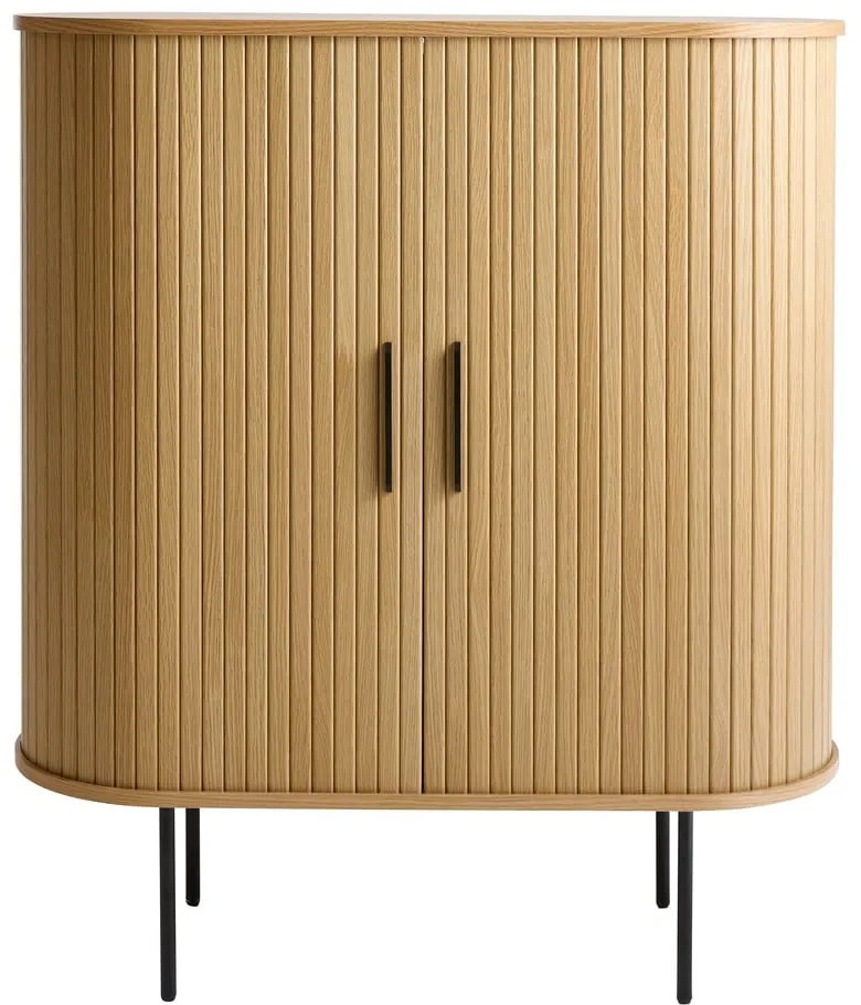 Dulap vinotecă în culoare naturală cu aspect de lemn de stejar cu ușă glisantă 100x118x40 cm Nola – Unique Furniture