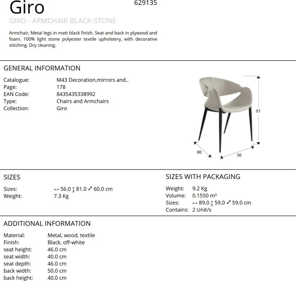 Scaun dining design elegant Giro