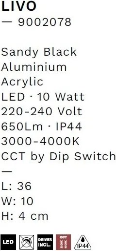 Aplica de perete LED baie IP44 LIVO negru