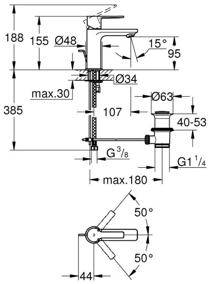 GROHE 32109GL1 - Baterie pentru lavoar LINEARE, mărimea XS, finisaj auriu