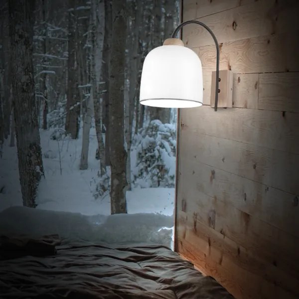 Lampă de perete NONNA 1xE27/60W/230V stejar/alb/gri Kolarz A1352.61.Gr