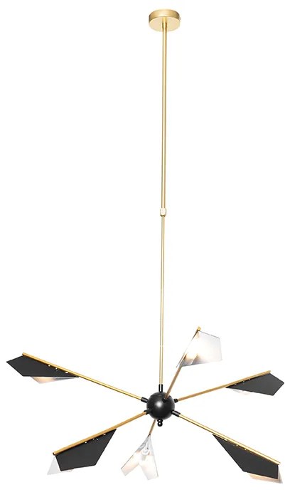 Lampa suspendată de design neagră și aurie cu 6 lumini - Sinem