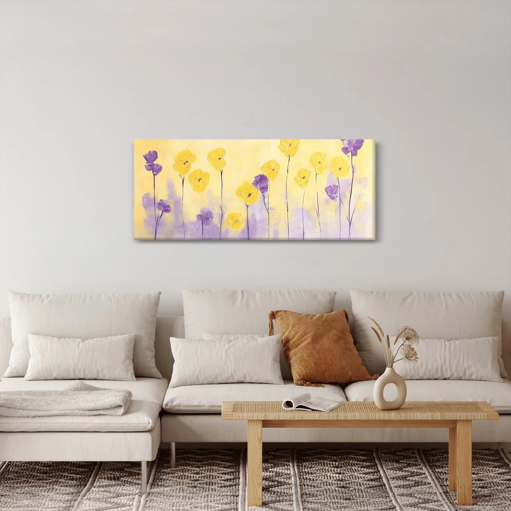 Tablou - Flori mov și galbene (120x50 cm)