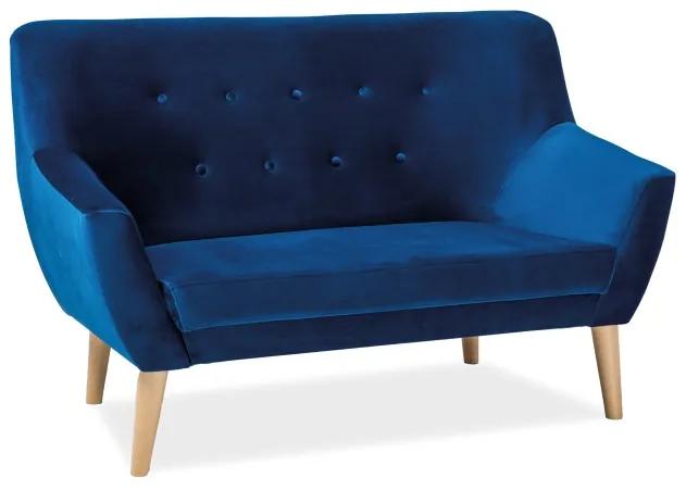 Canapea din catifea nordic albastra, 2 locuri