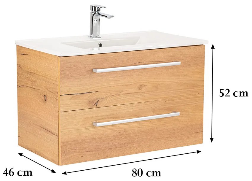 Dulap inferior Vario Clam 80 cu lavoar stejar-stejar