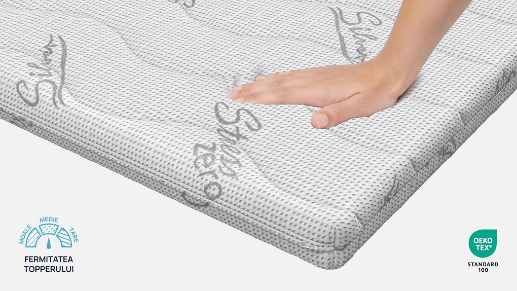 Topper saltea Sleepy, Antistress Silver, 160x200x7, Medie