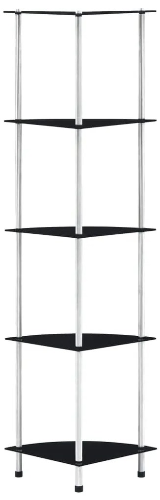 vidaXL Raft cu 5 niveluri, negru, 30 x 30 x 130 cm, sticlă securizată