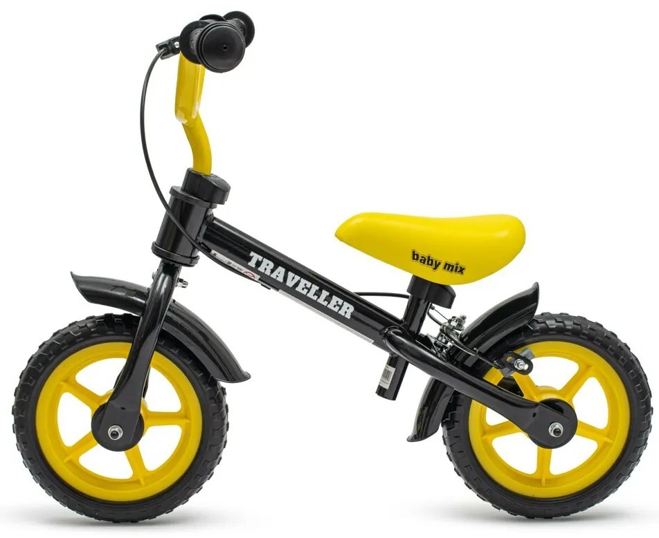 Bicicletă de echilibru Baby Mix Baby cu frânăTraveller, negru