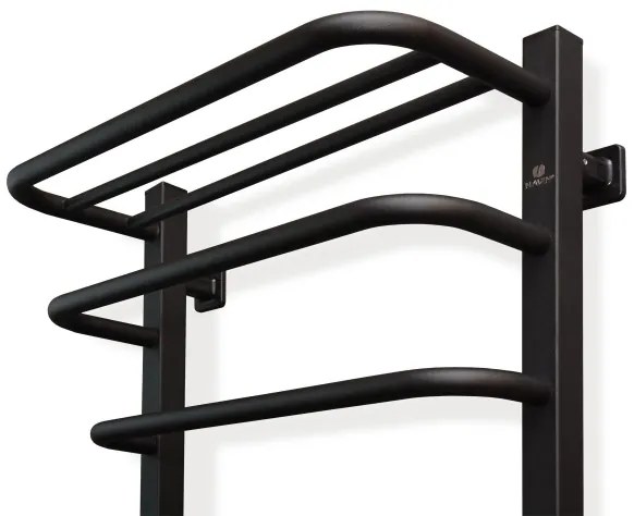 Radiator electric pentru baie cu termostat FORTIS 350W/230V 80,6 cm IP44 negru, cu montare pe partea stângă