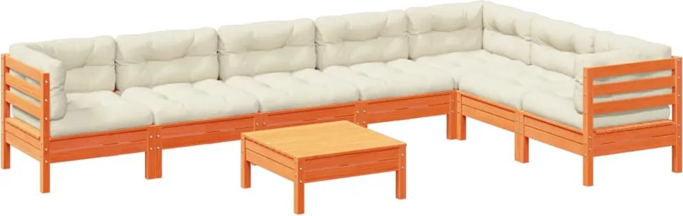 vidaXL Set canapele grădină cu perne, 8 piese, maro, lemn masiv de pin