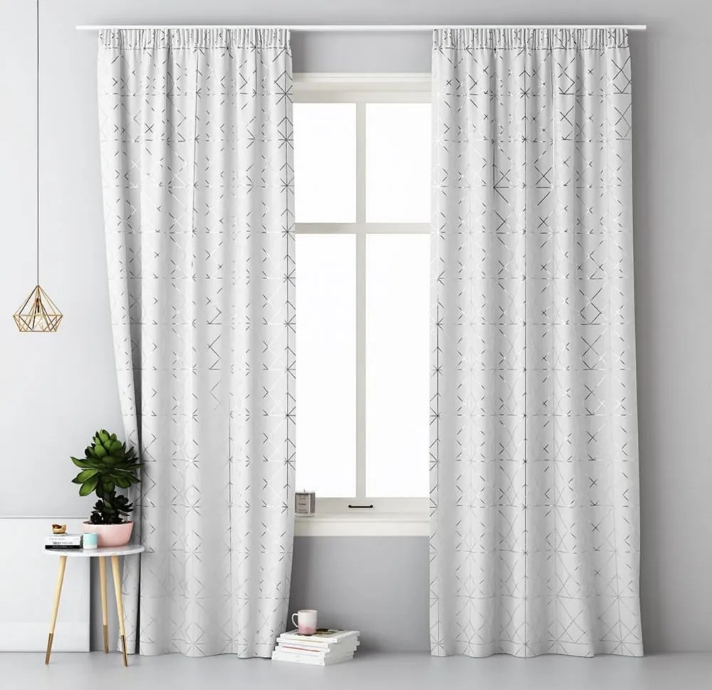 Draperii gata cusute culoarea albă prindere cu cleme 140 x 280 cm