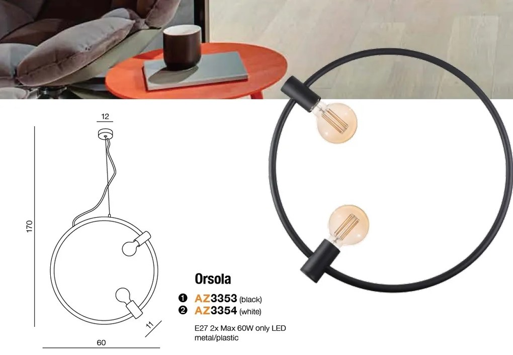 Lustra / Pendul design modern 60cm Orsola black ZZ AZ3353