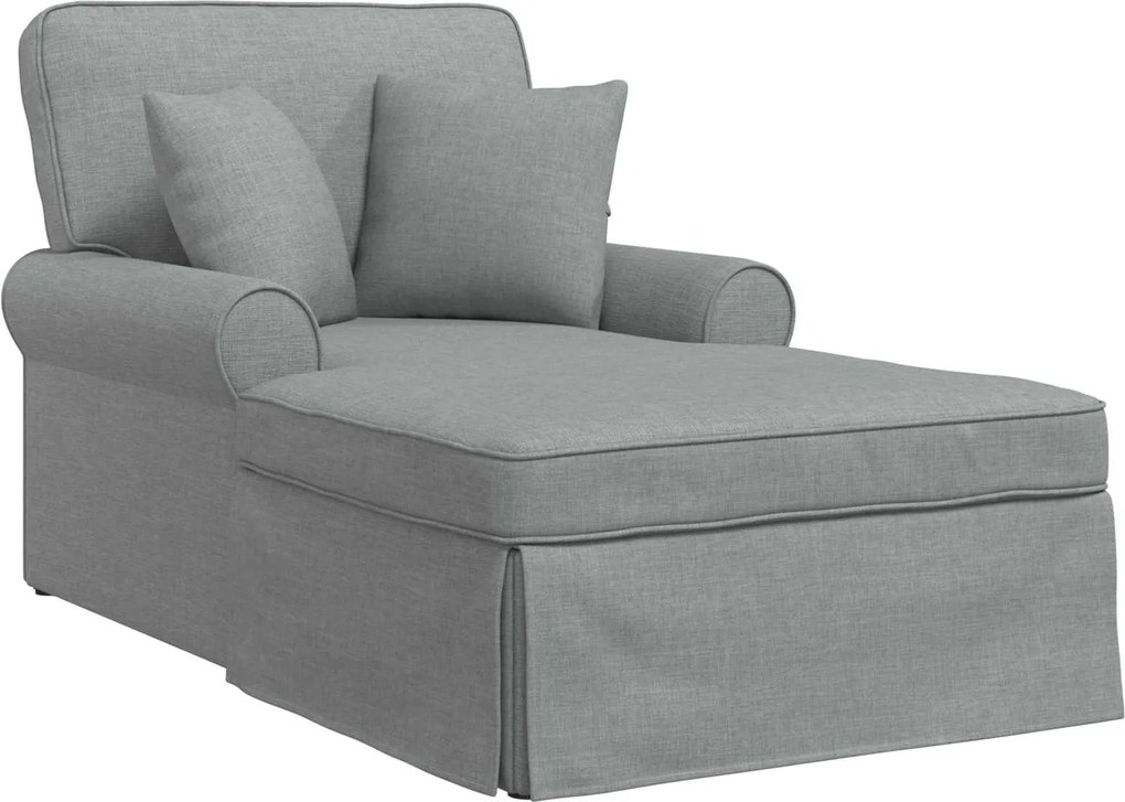 vidaXL Chaise Lounge cu fustă cu pernă 3 pcs Gri deschis țesătură