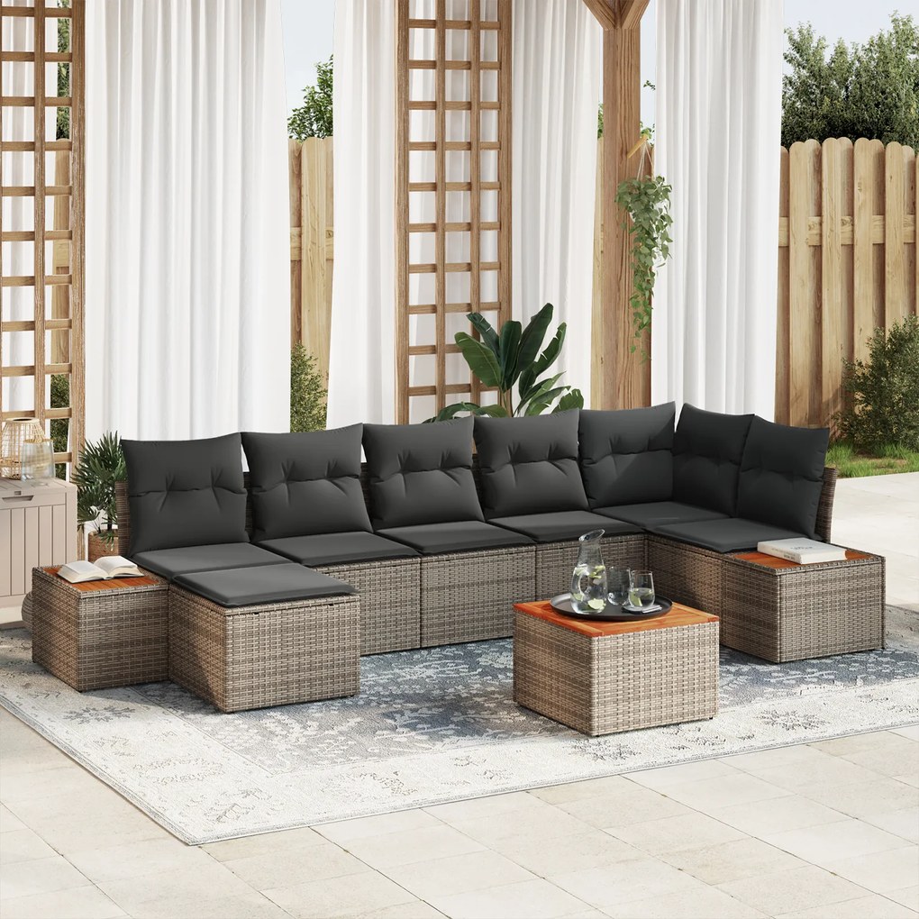 vidaXL Set de canapele pentru grădină 8 pcs Gri 319 x 154 x 85 cm