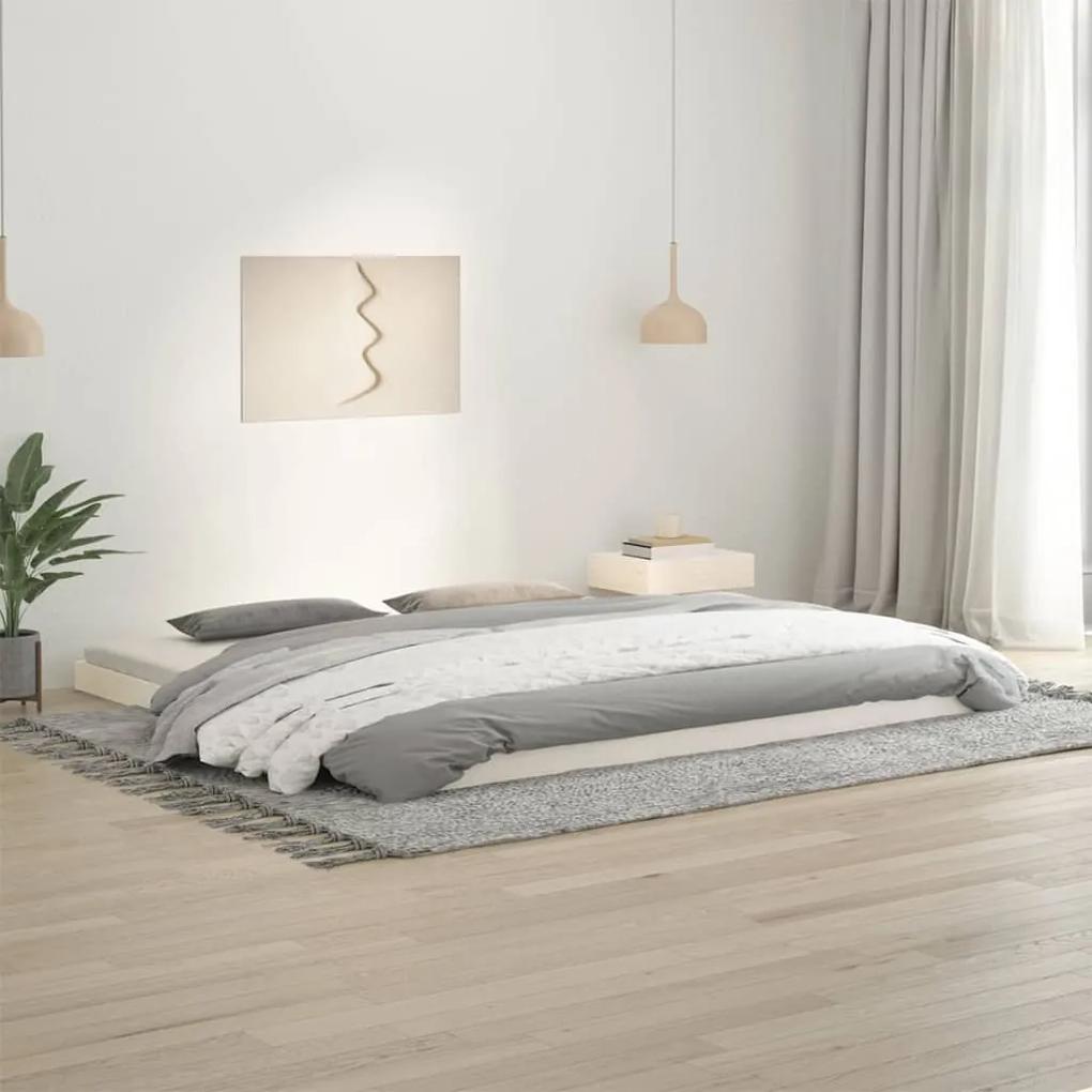 823425 vidaXL Cadru de pat, alb, 200x200 cm, lemn masiv de pin