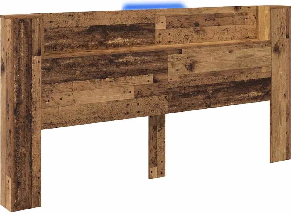 vidaXL Tăblie cap cu raft Lemn vechi 200 x 15 x 103,5 cm Lemn compozit