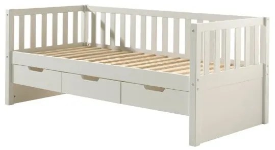Pat Cabină Fritz 90x200 cm cu Sertare, pentru Copii, Alb – Vipack