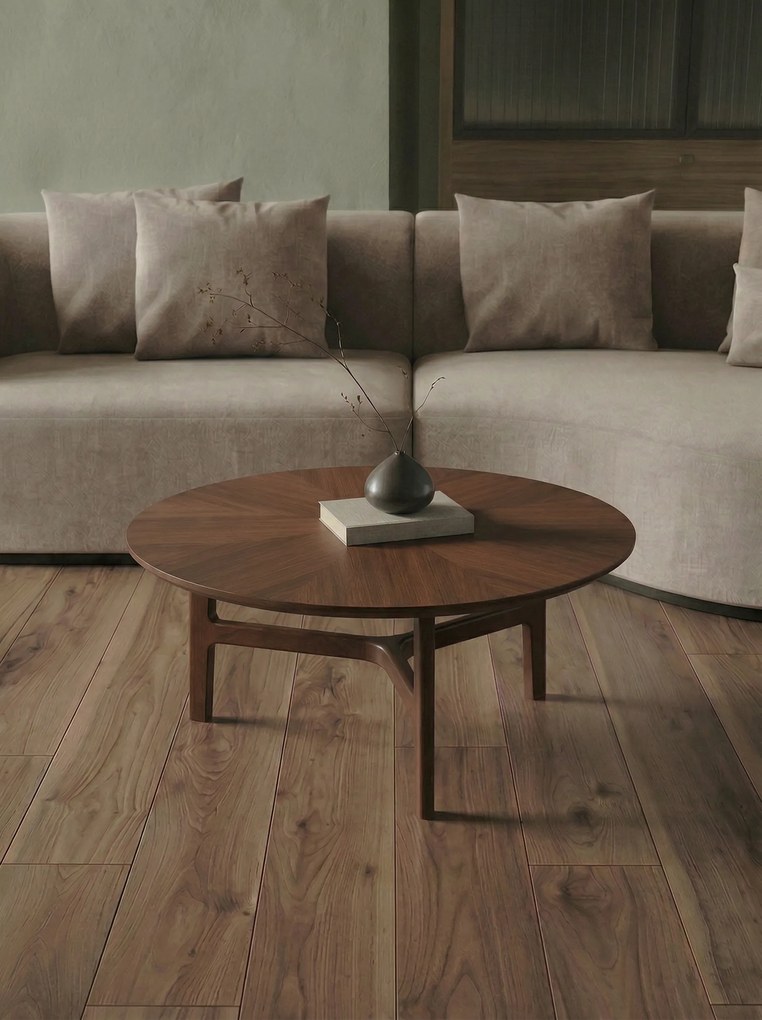 MAZZONI EXPORT BELLUNO Nuc Natural (Maro Închis) - MĂSUȚĂ DE CAFEA DIN LEMN Ø65 cm ROTUNDĂ MODERN CLASSIC