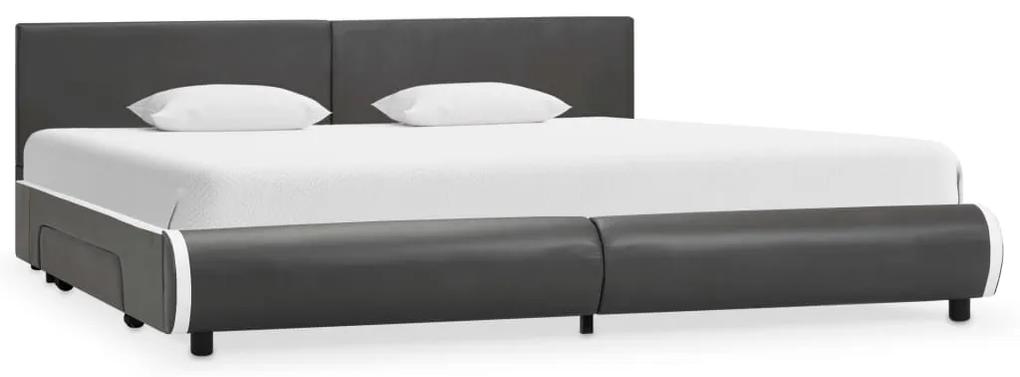 284959 vidaXL Cadru pat cu sertare, antracit, 180 x 200 cm, piele ecologică