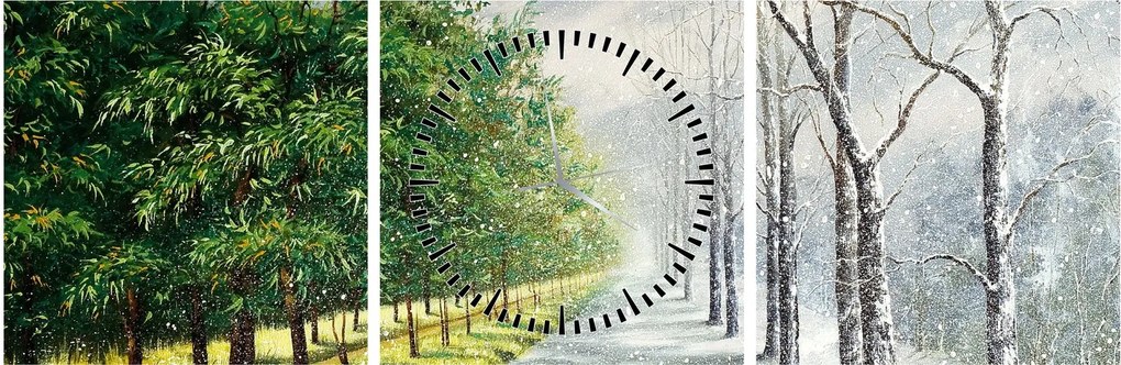 Tablou - Iarna versus vara (cu ceas) (90x30 cm)