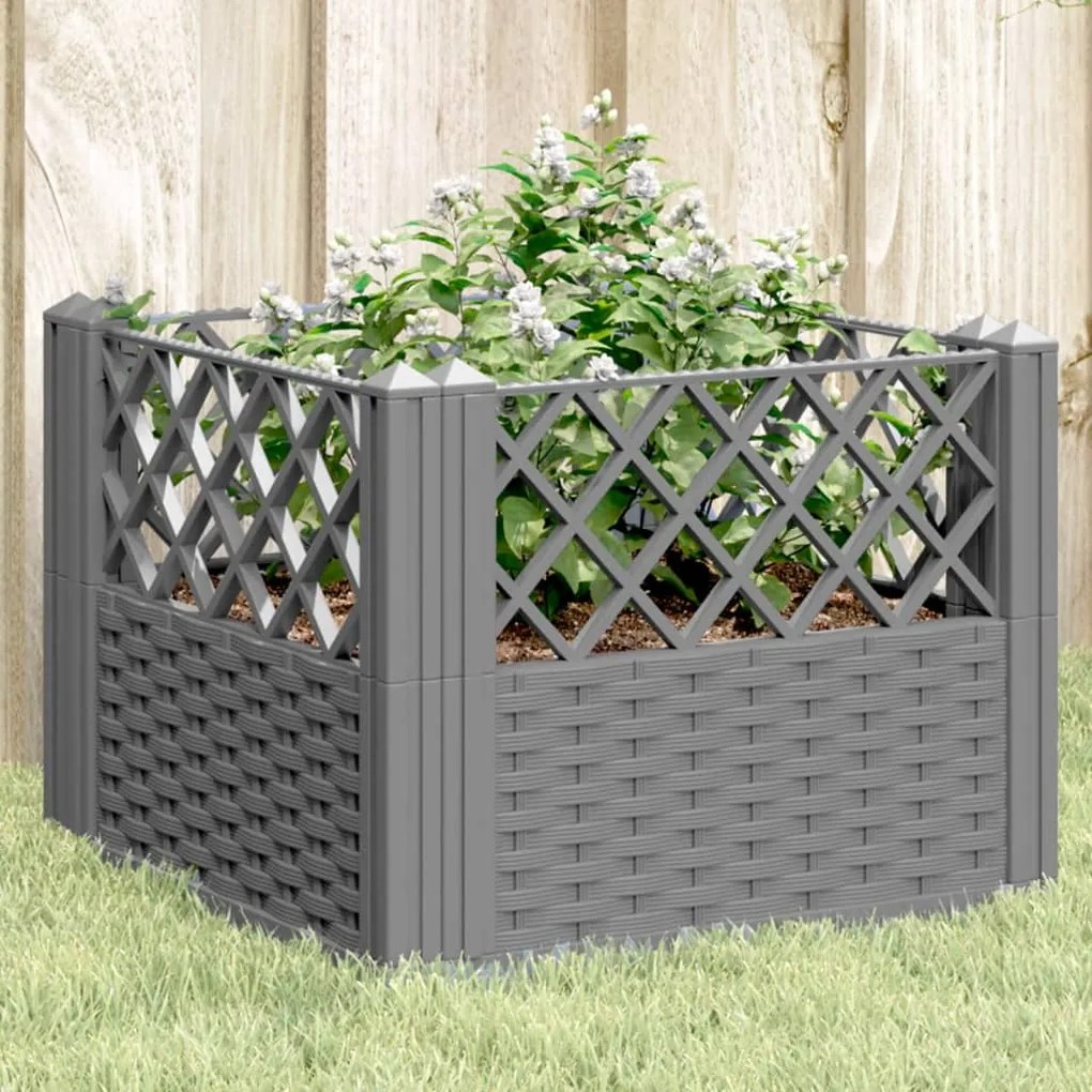 vidaXL Jardinieră grădină cu țăruși gri deschis, 43,5x43,5x43,5 cm, PP