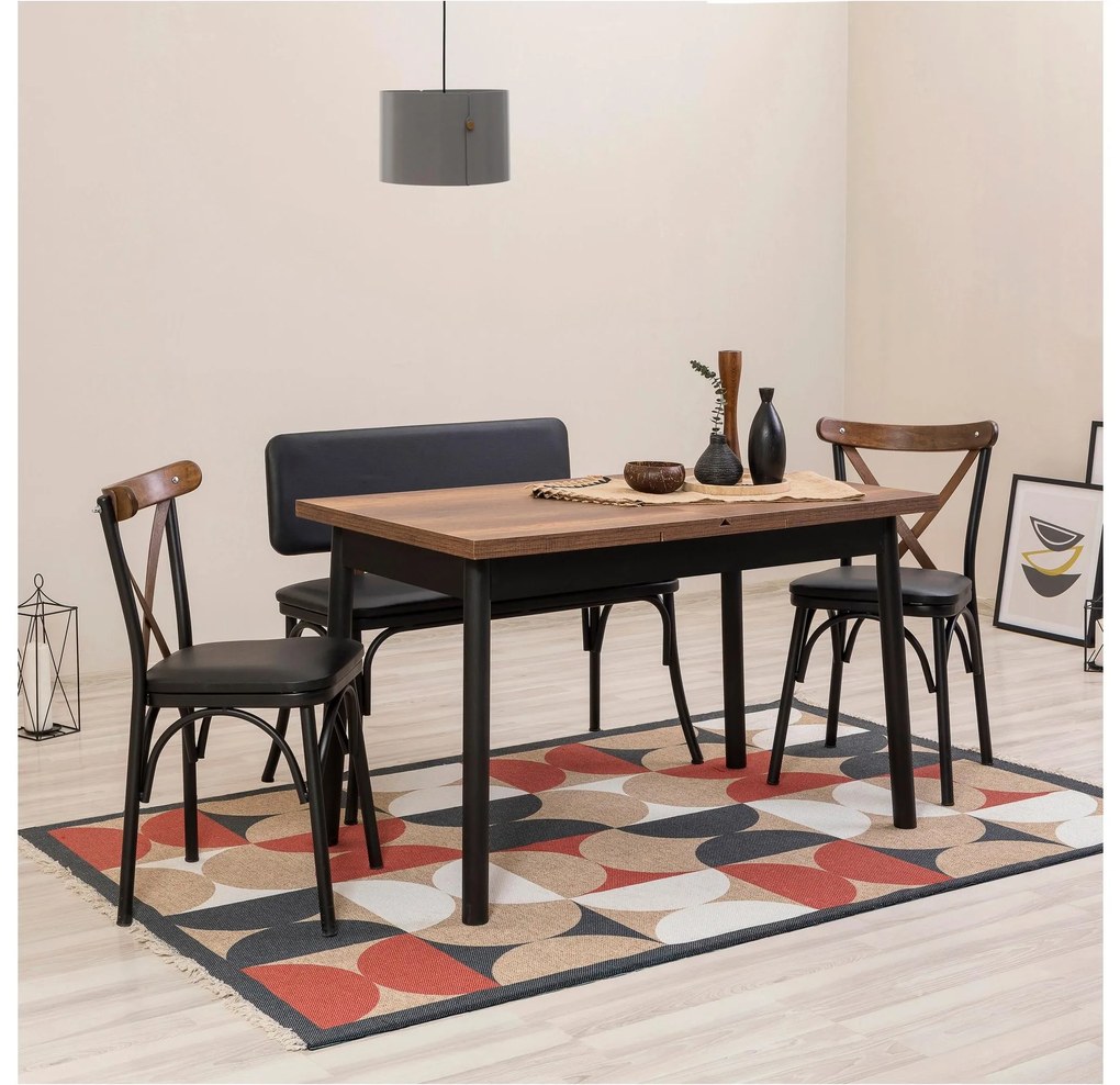 Set mobilier sufragerie Duvasa 22 (negru) (pentru 4 persoane). 1093793