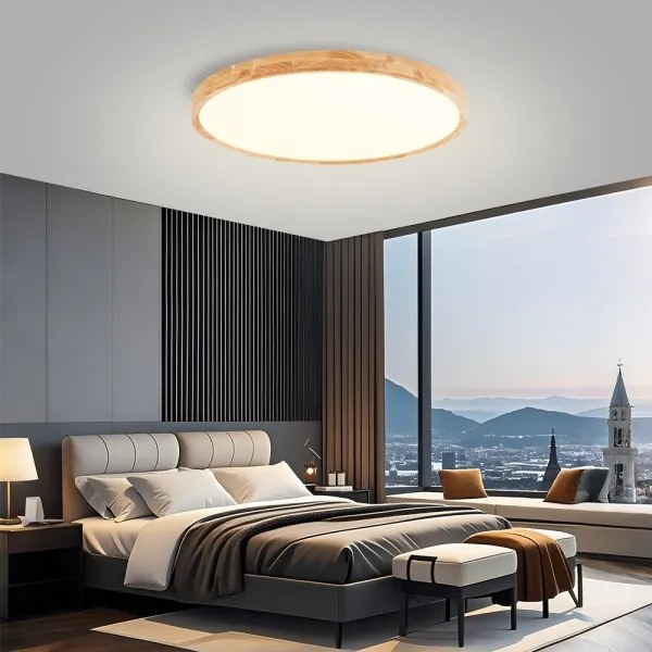 Brilagi - Corp de iluminat LED dimerizabil WOODROUND LED/70W/230V 3000-6000K Ø 80 cm + telecomandă