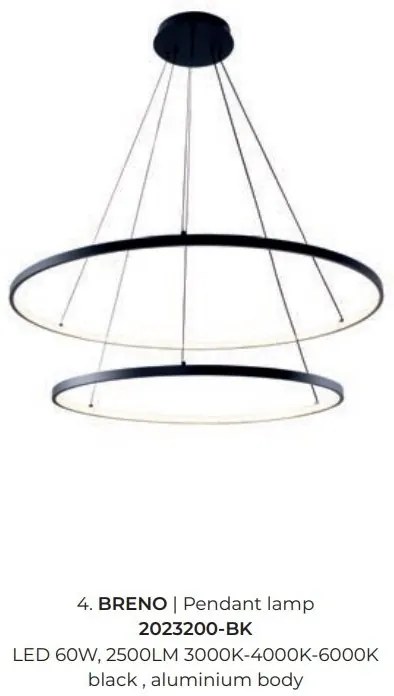 Lustra LED moderna design circular BRENO negru 60/80cm