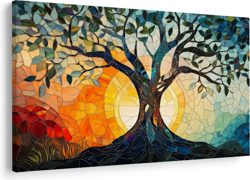 Tablou – Mozaic – soare și arbore I. (90x60 cm)