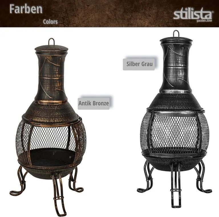 Șemineu exterior aztec 89 cm, fontă și oțel, accesorii incl.