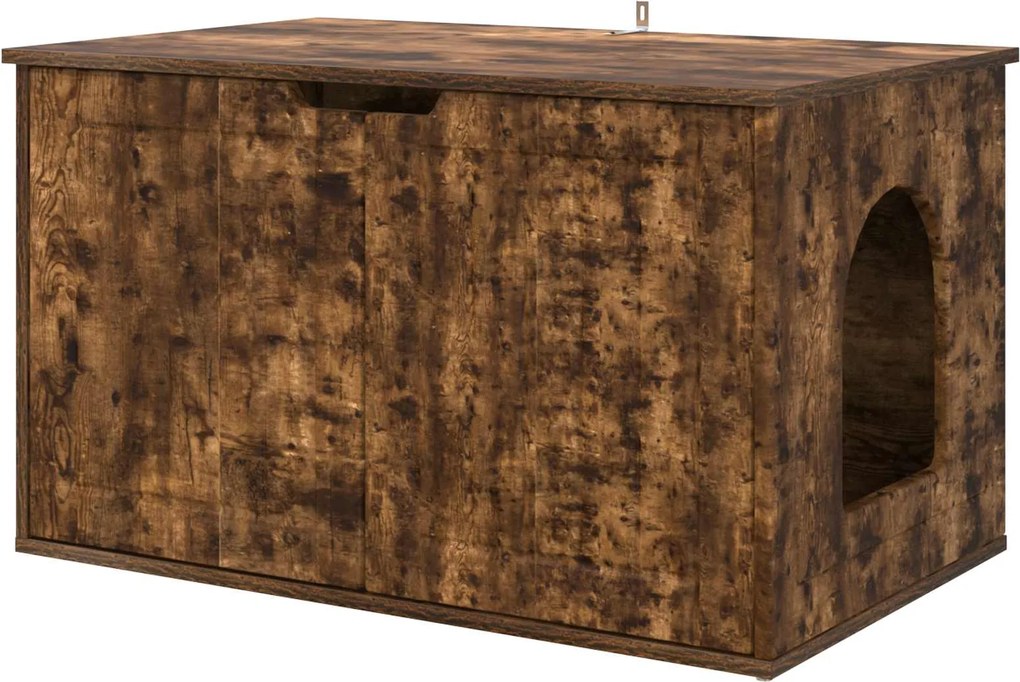 vidaXL Casa pentru pisici Stejar fumuriu 85 x 55 x 50,5 cm