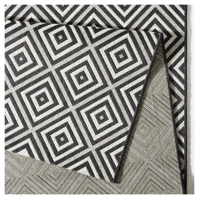 Covor de exterior NORTHRUGS Karo, 140 x 200 cm, negru-alb