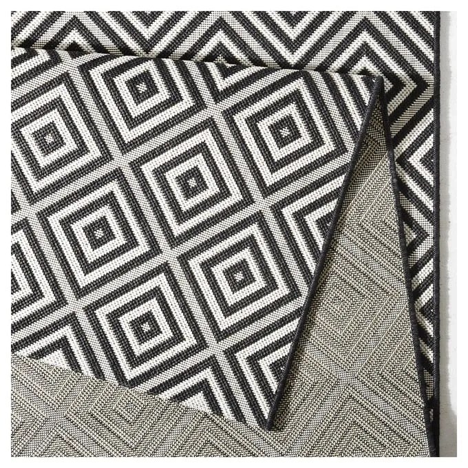 Traversă de exterior NORTHRUGS Karo, 80 x 150 cm, negru-alb