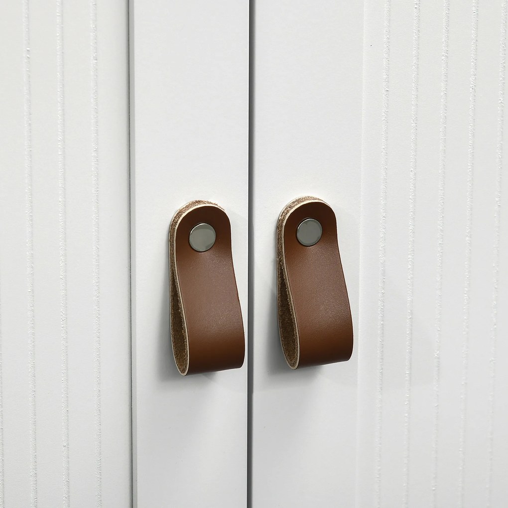 kleankin Mobilier sub-lavabo 2 usi raft reglabil 2 etaje interioare manere din PU 60 x 30 x 60 cm alb | Aosom Romania