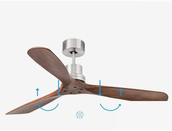 Ventilator de tavan FARO 33370DC LANTAU maro/crom mat d. 132 cm + telecomandă