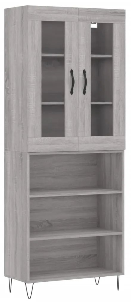 3198759 vidaXL Dulap înalt, gri sonoma, 69,5x34x180 cm, lemn compozit