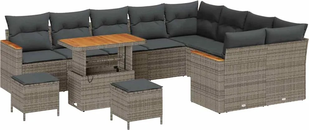 vidaXL Set de canapele pentru grădină 12 pcs Gri poliratan