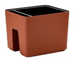 Ghiveci cu sistem auto-udare de agățat pe balustradă Plastia Berberis, cărămiziu
