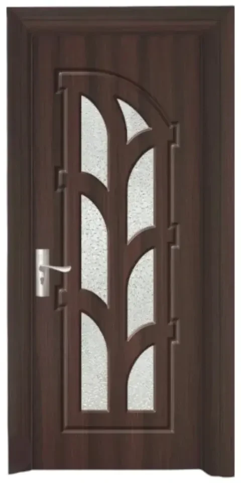 Usa Interior din MDF Novo Doors ND308, Cadru din Lemn Masiv, Geam Sablat, KIT COMPLET, Toc , Manere si balamale incluse (Culoare: Wenge, Dimensiune:
