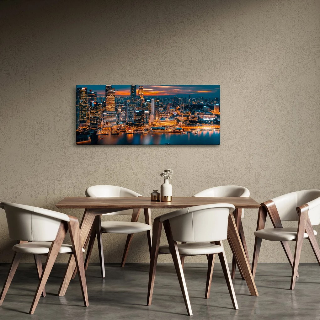 Tablou cu orașul nocturn (120x50 cm)