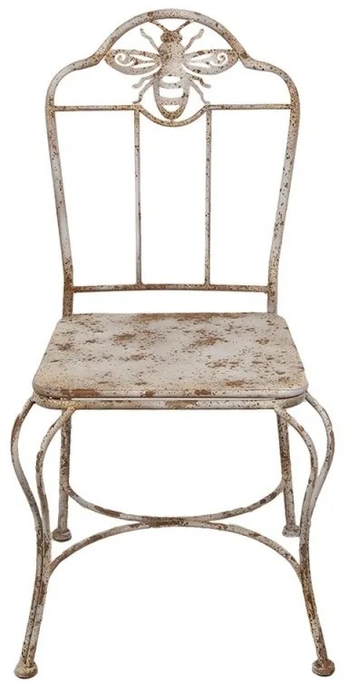 Scaun de exterior, alb, din metal, cu aspect vintage, Abeille