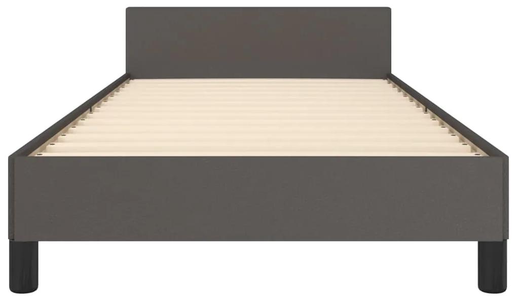 Cadru de pat cu tablie, gri, 100x200 cm, piele ecologica Gri, 100 x 200 cm, Culoare unica si cuie de tapiterie