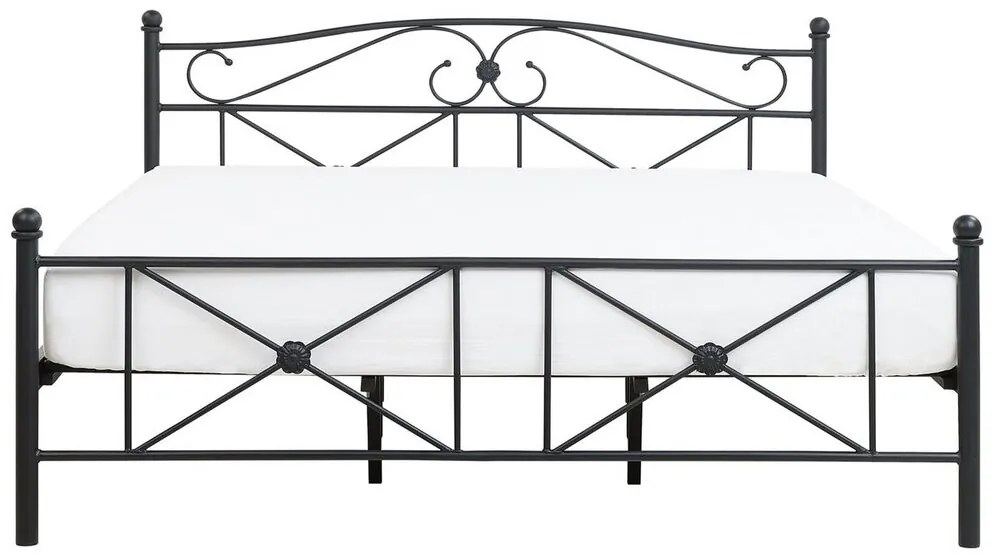 Pat matrimonial 180 cm Ramirez (negru) (cu somieră). 1075597