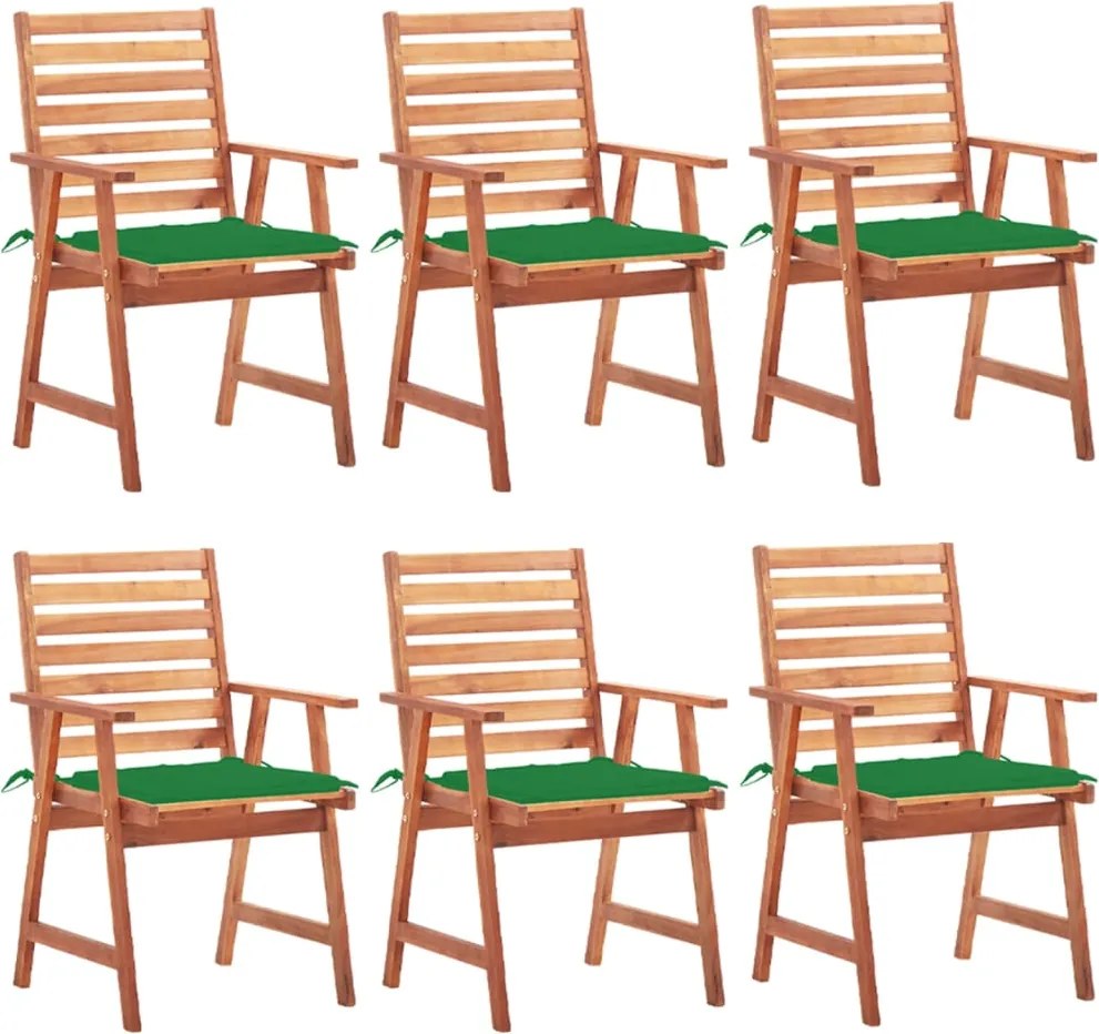 vidaXL Scaune de exterior cu perne, 6 buc., lemn masiv de acacia