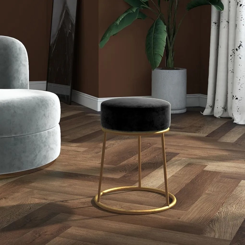 340260 vidaXL Taburet rotund, negru, catifea