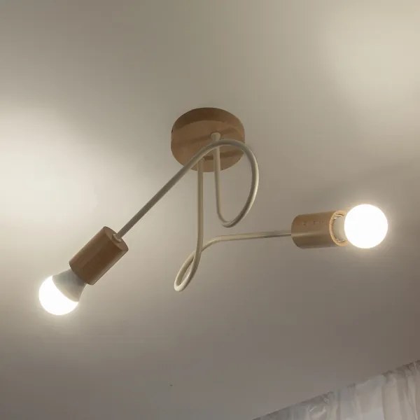 Lustru aplicat OXFORD 2xE27/15W/230V lemn de pin/crem