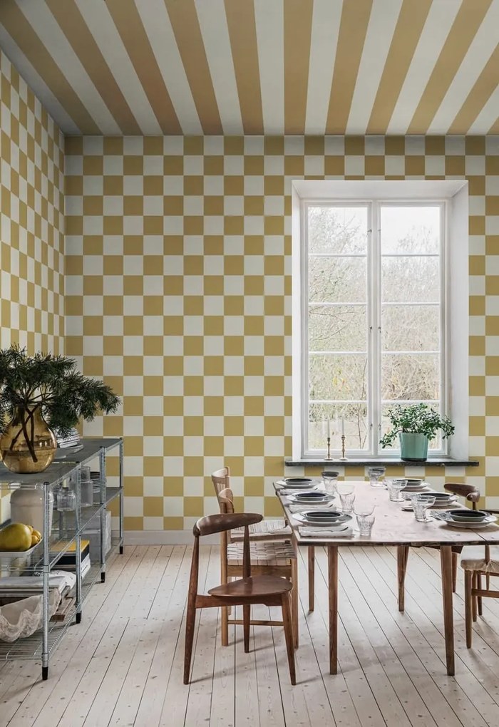 Fototapet, Happy Squares, Mustard, Rebel Walls