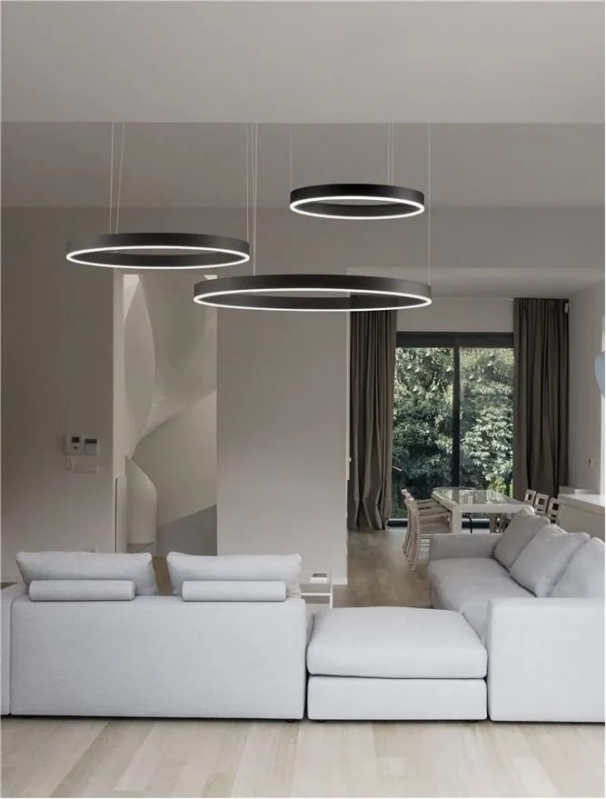 Lustra LED dimabila design circular MOTIF 3 ring negru