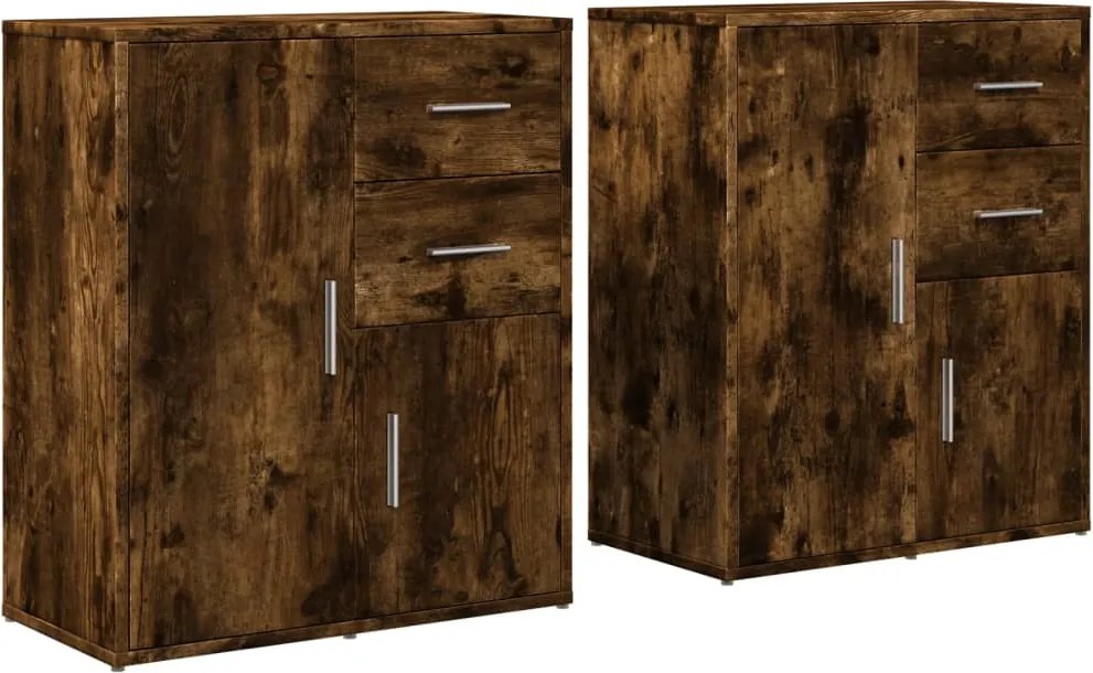 vidaXL Dulapuri, 2 buc., stejar fumuriu, 60x31x70 cm, lemn prelucrat