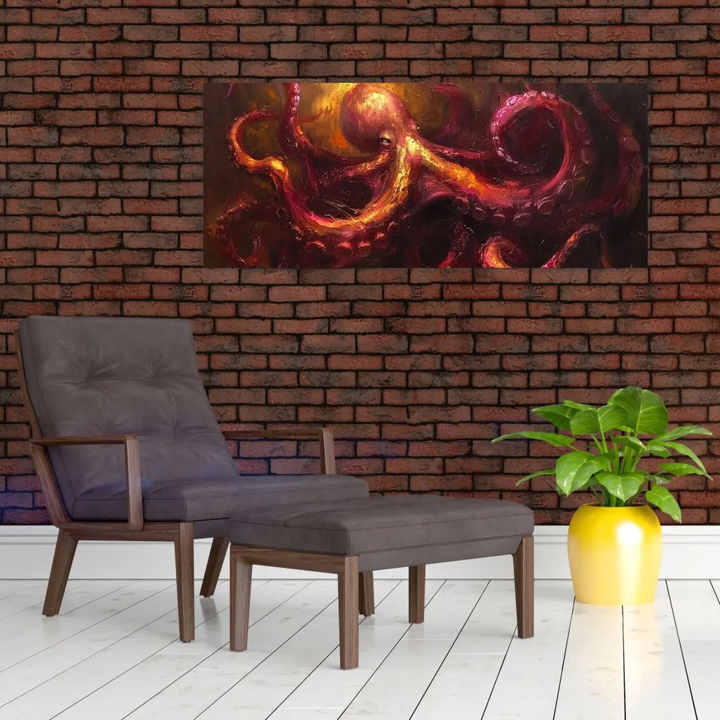 Tablou - Octopus, pictură în ulei (120x50 cm)